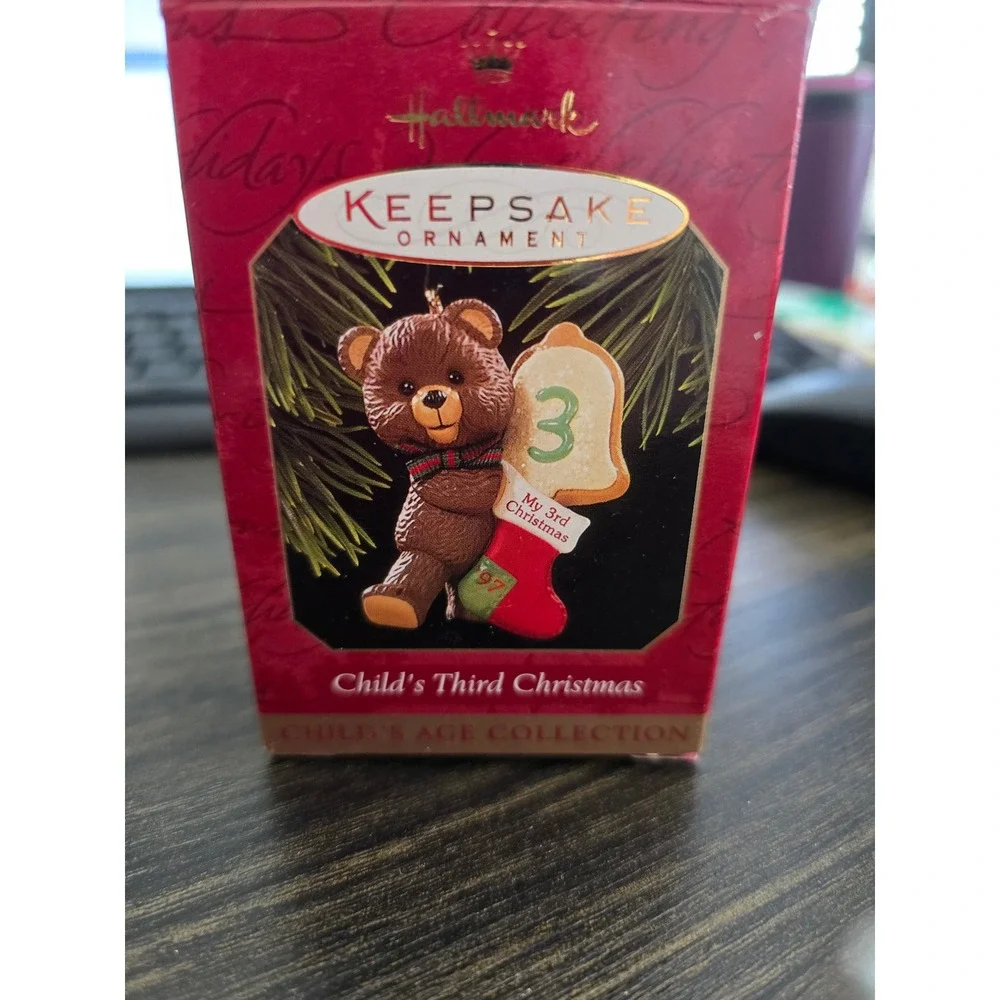 Hallmark‎ Keepsake Ornament 1997 Child's Third Christmas Teddy Bear Stocking 3